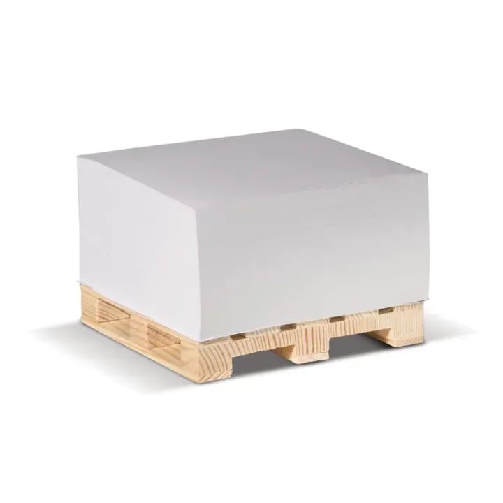 Cube pad white + wooden pallet 10x10x5cm - LT91815 (N0001)